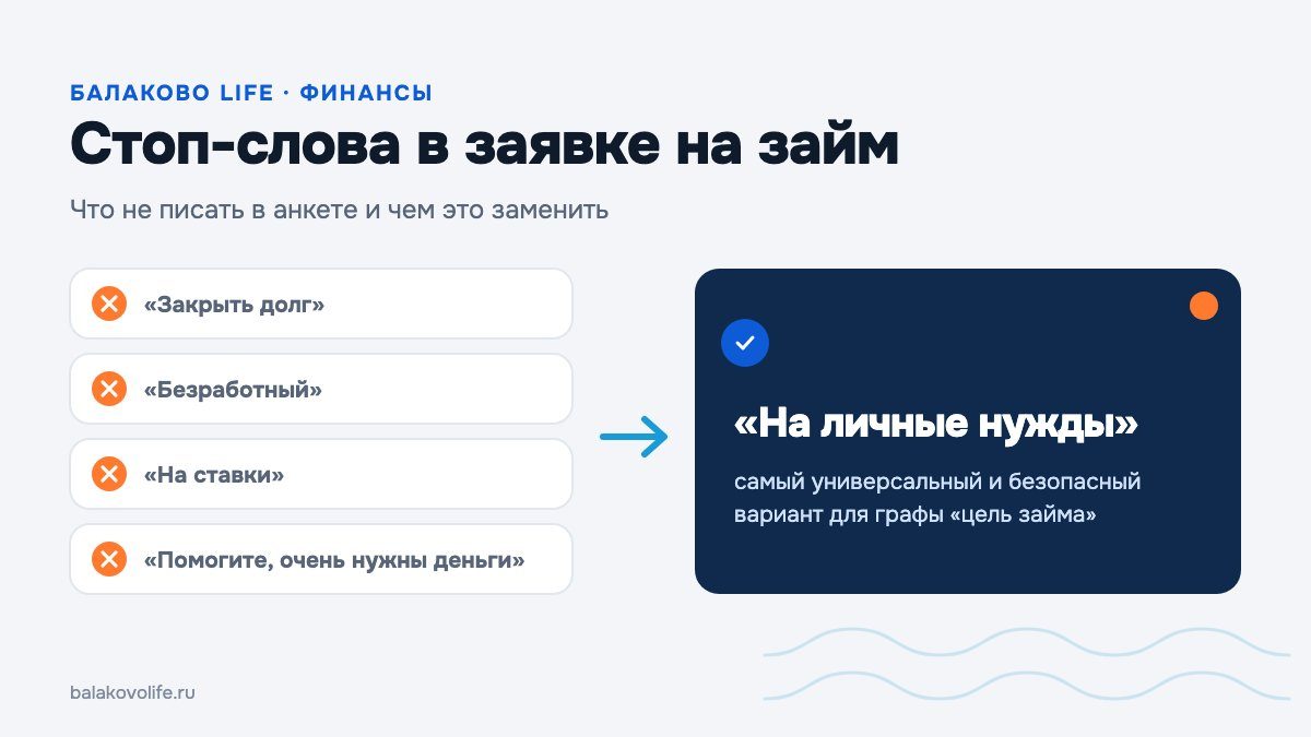 Стоп-слова в заявке на займ, которые гарантируют отказ (и чем их заменить)